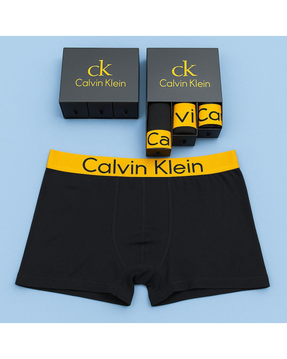 Calvin Klein Siyah Sarı Erkek Boxer İç Çamaşırı